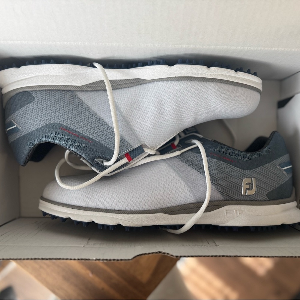 FootJoy Gray and White Athletic Golf Shoes with Casual Design